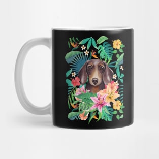 Tropical Chocolate Tan Dachshund Doxie Mug